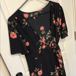 Rue21 Black Dress with Red Floral Design